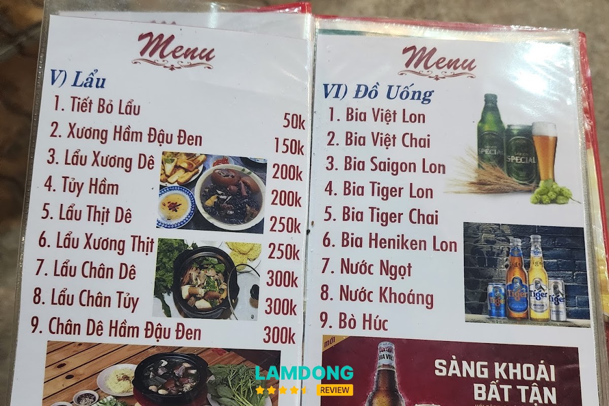 Bảng món Hương Sơn 2