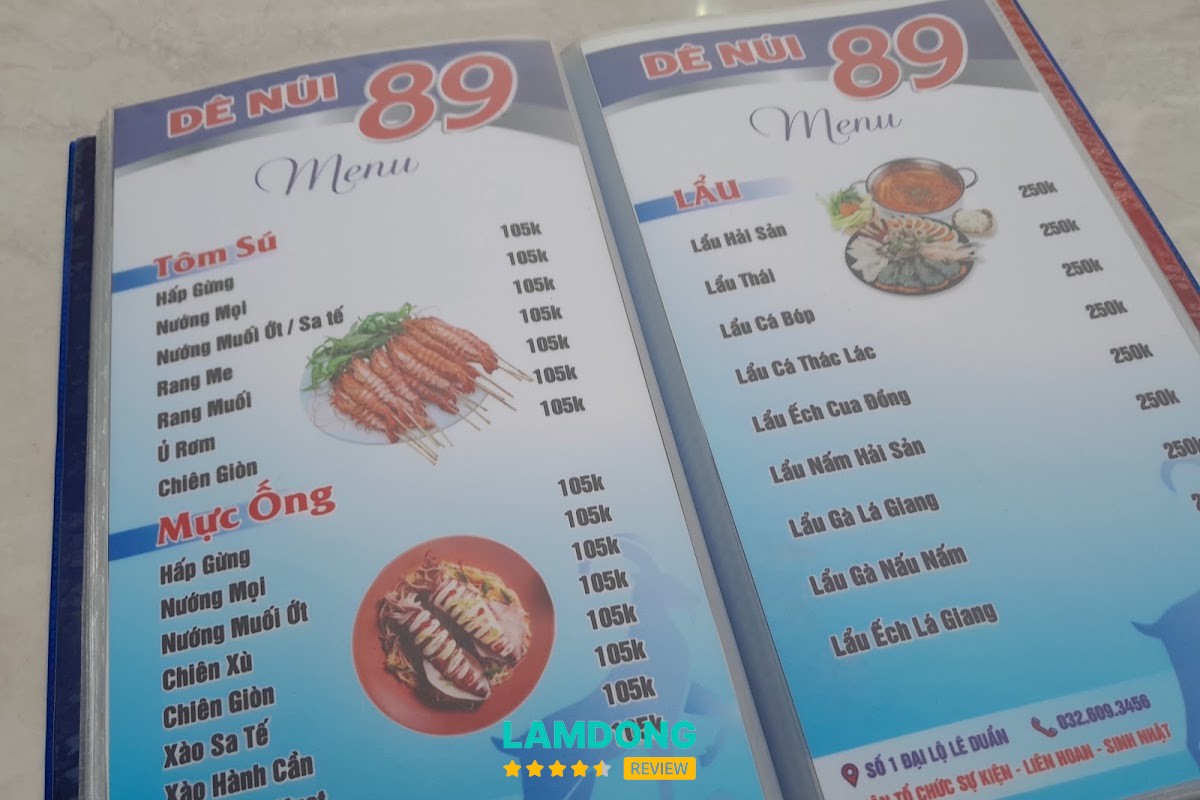 Bảng menu Dê Núi 89 Phan Thiết