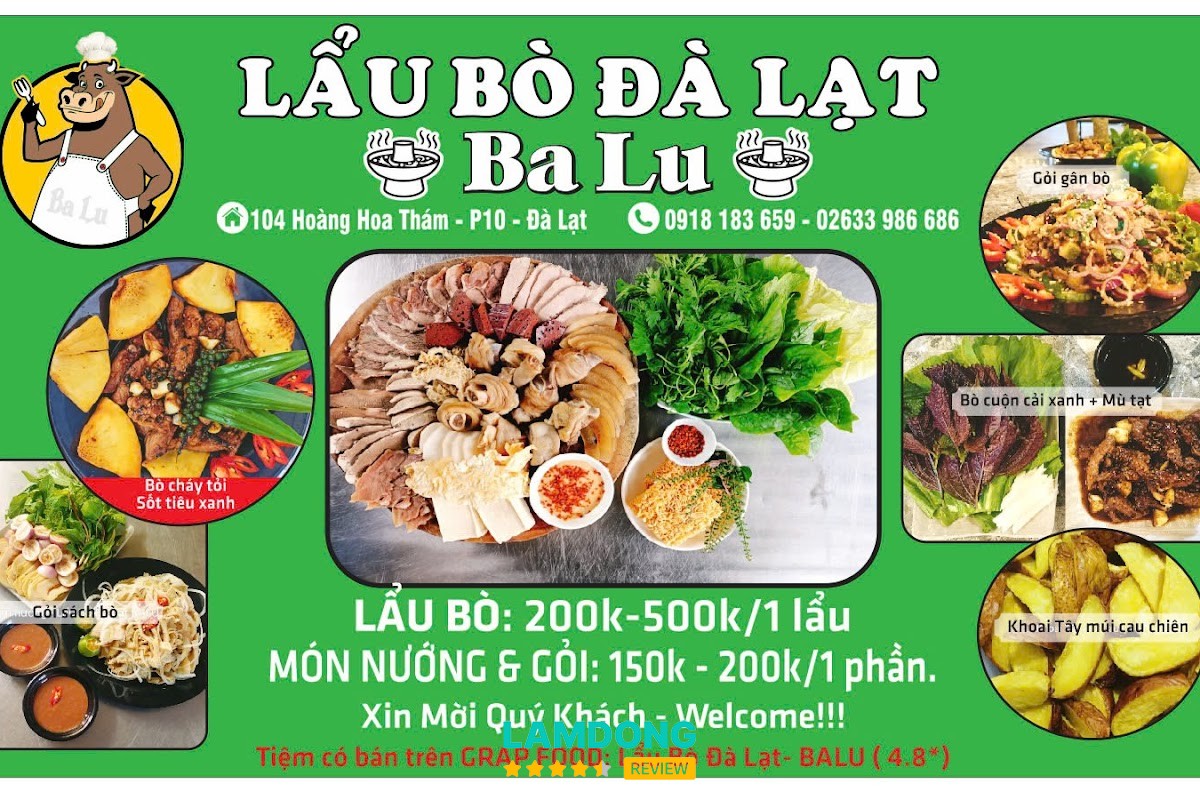 Hình ảnh menu tại LẨU BÒ ĐÀ LẠT BALU