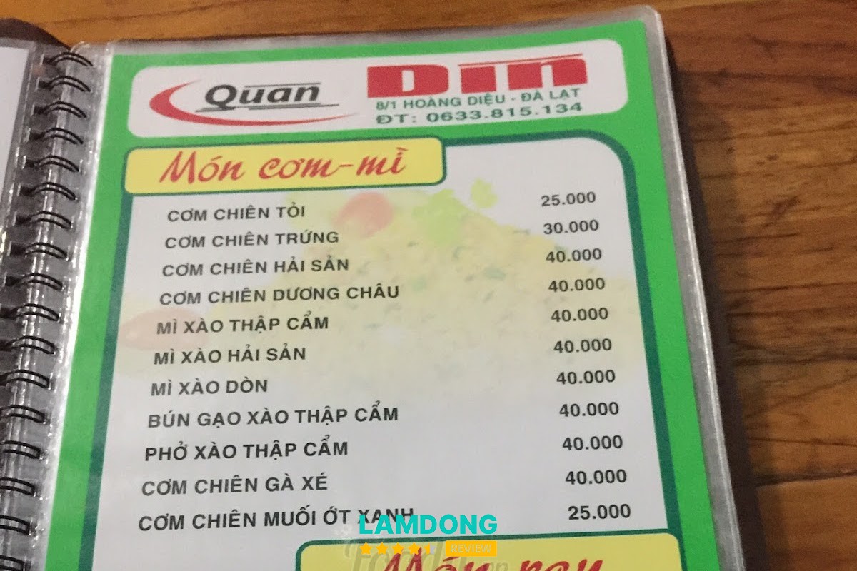 Hình ảnh menu tại Quán lẩu bò Dìn