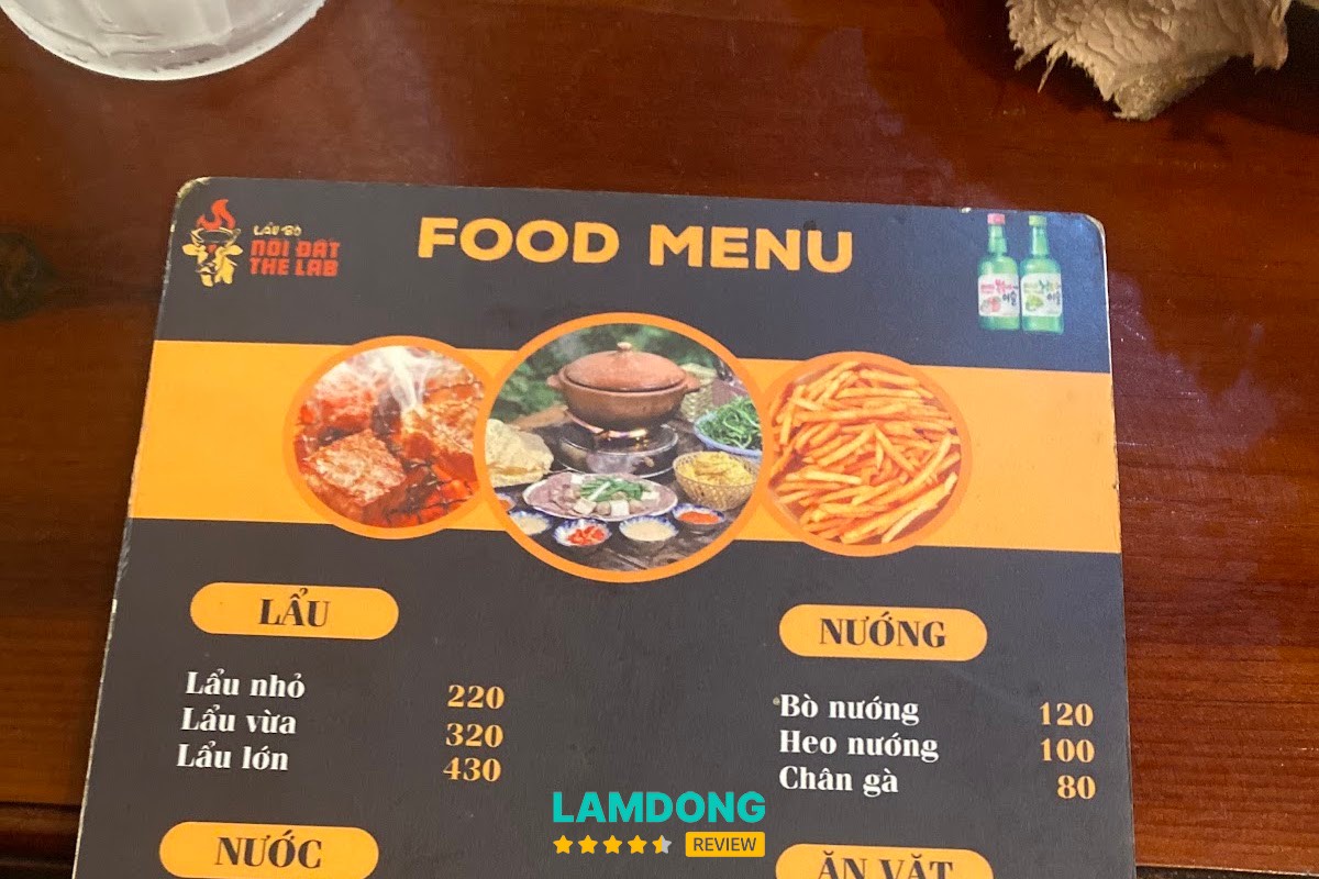 Menu Lẩu Bò Nồi Đất - The Lab Đà Lạt
