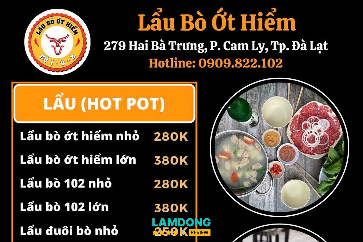 Hình ảnh menu tại Lẩu Bò Ớt Hiểm