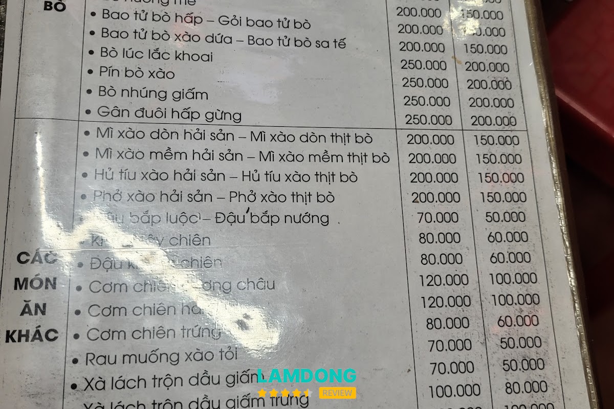 Hình ảnh menu tại Lẩu Bò Thanh Tâm BaToa