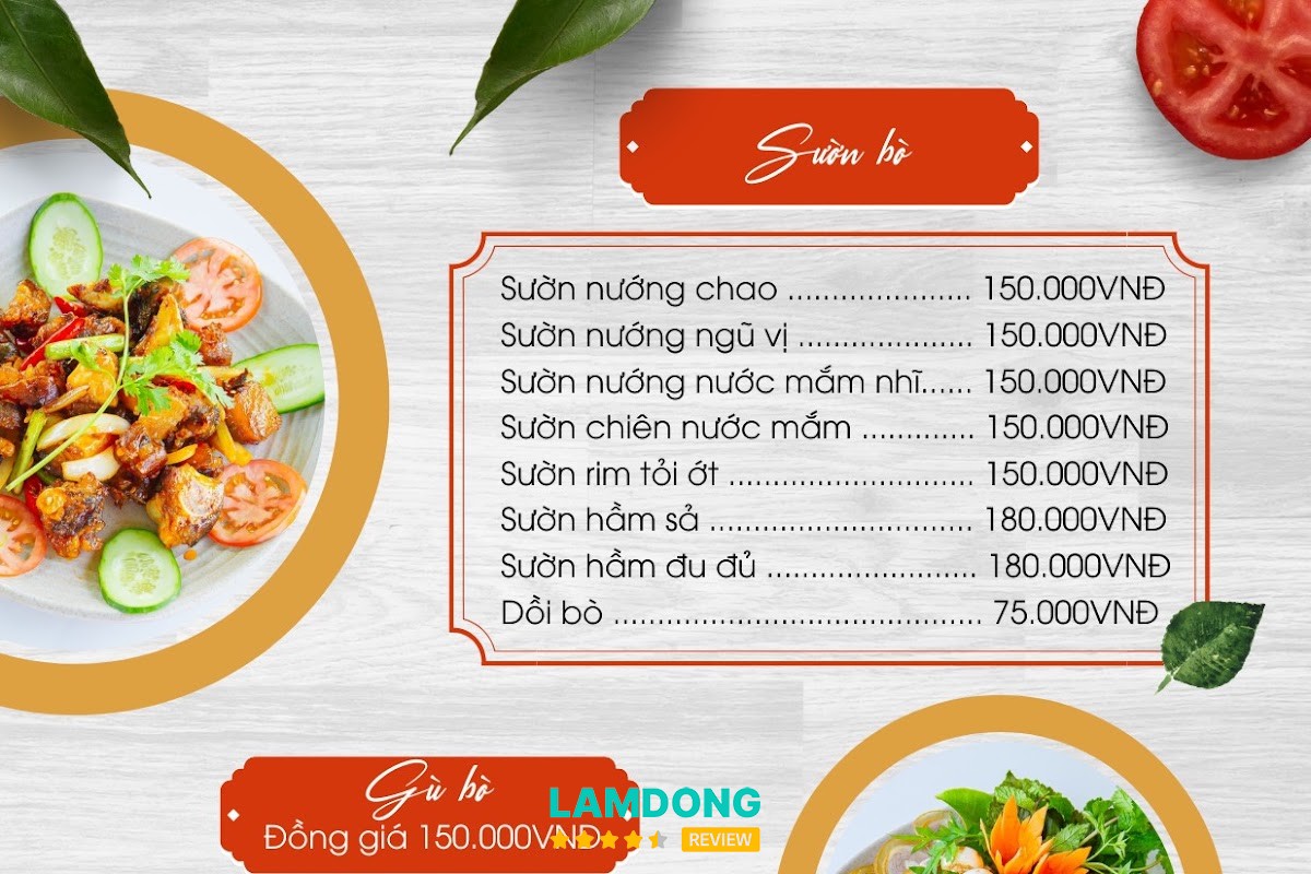 Menu Quán Ăn Bò Nóng Phú Quý tại Phan Thiết