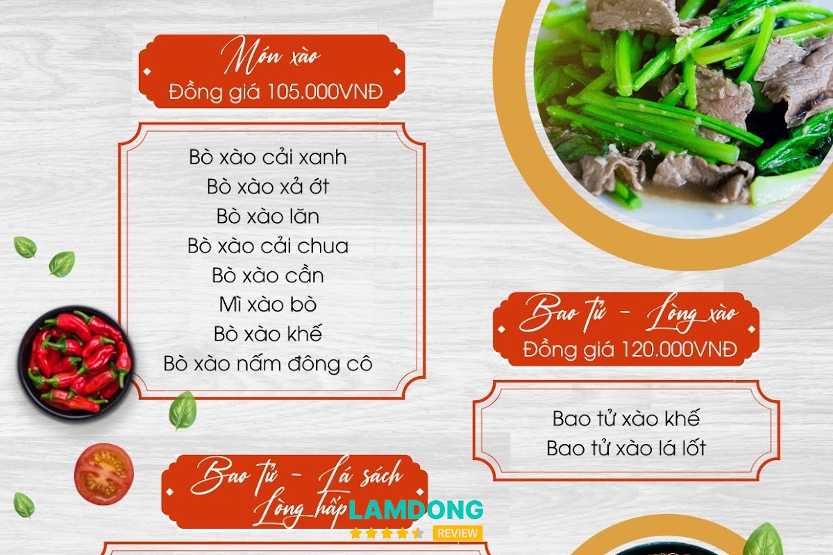 Hình ảnh menu tại Quán Ăn Bò Nóng Phú Quý