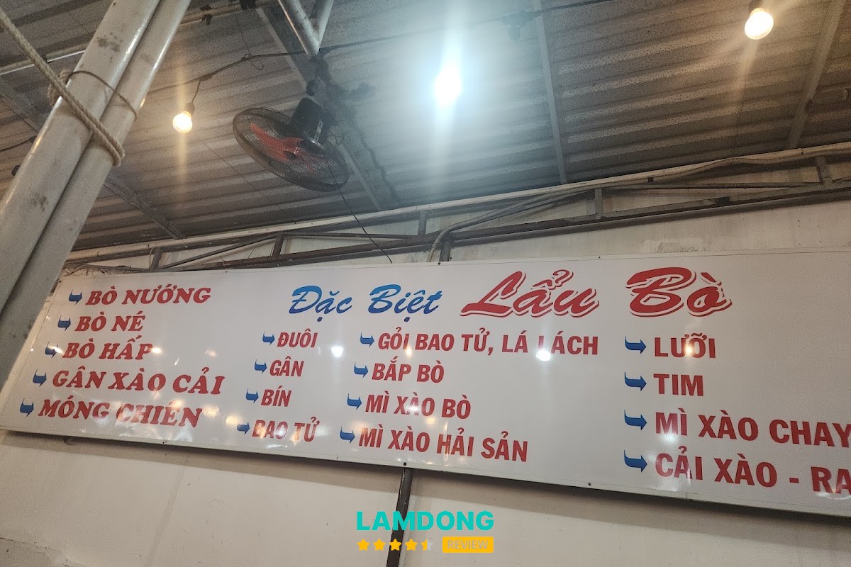Hình ảnh menu tại Quán lẩu Bò Hồng