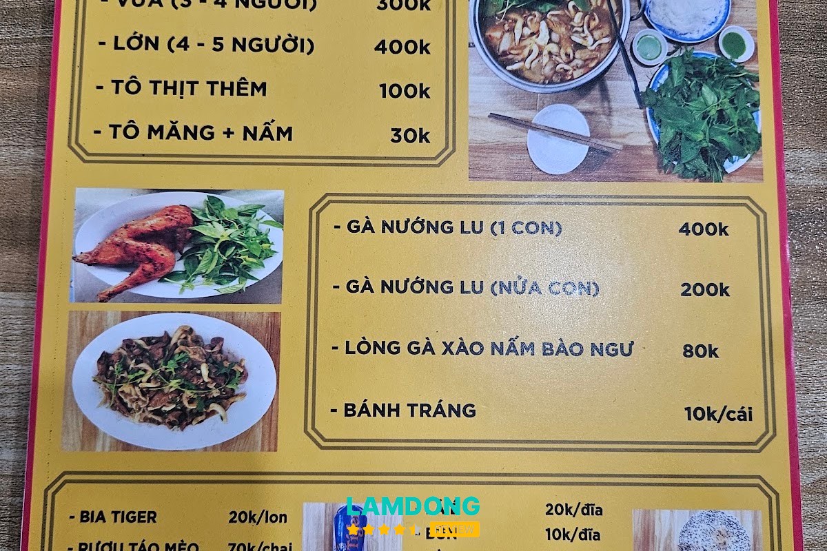 Hình ảnh menu tại Lẩu gà lá é-gà nướng lu 668