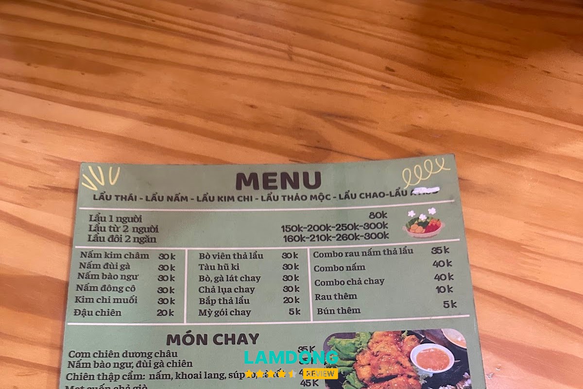 Hình ảnh menu tại Lẩu chay Hằng Thiện