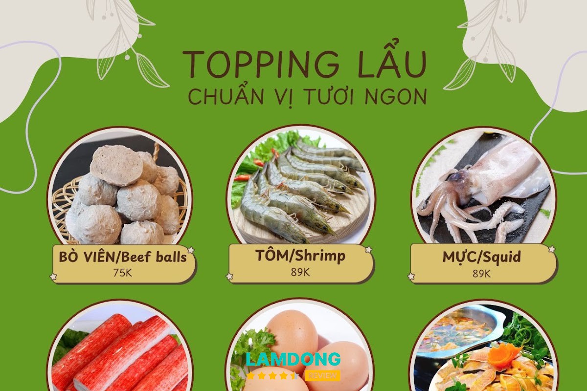 Menu Tiệm lẩu Thương 10 khe sanh tại Đà Lạt