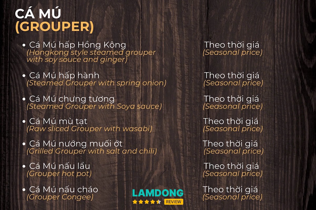 Hình ảnh menu tại Hải Sản Anh Đức