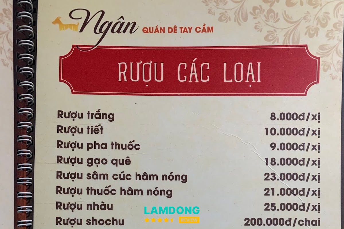 Hình ảnh menu tại Dê Tay Cầm Ngân