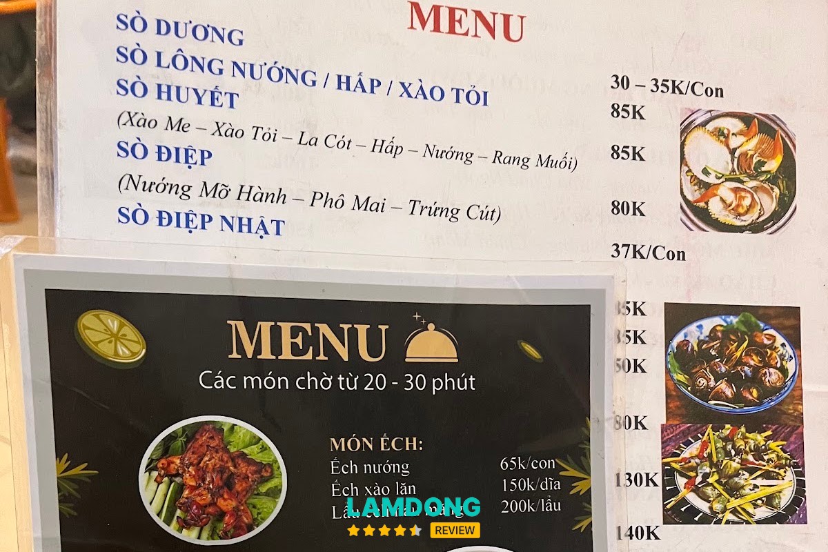 Hình ảnh menu tại Ốc Khánh Như