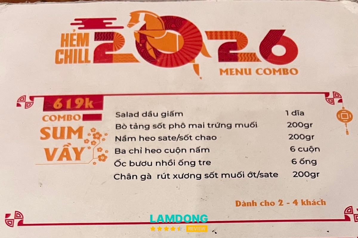 Menu Hẻm Chill BBQ Đà Lạt
