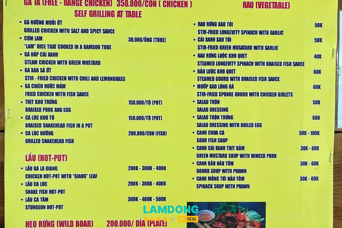 Hình ảnh menu tại Khánh An Quán