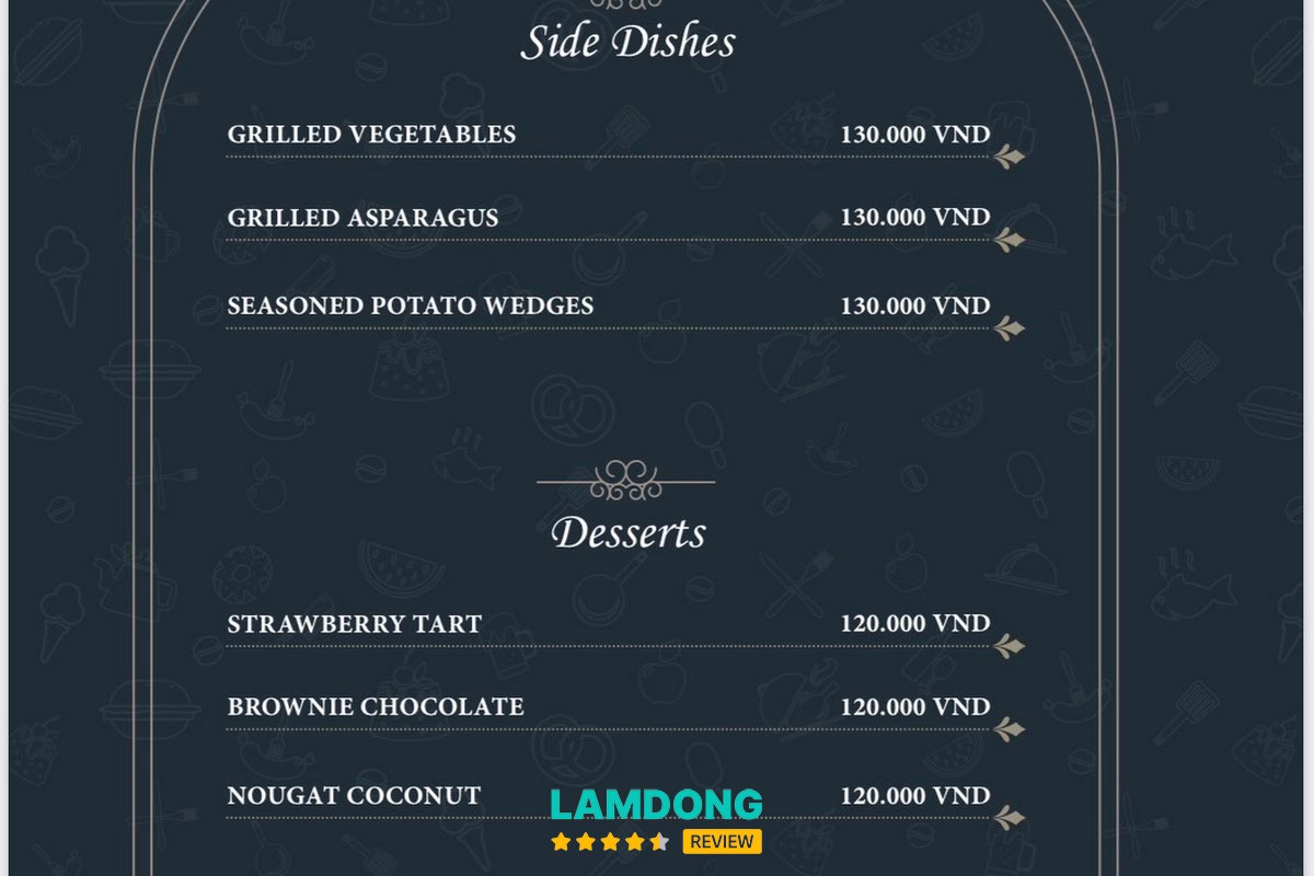Menu Above Paradise Đà Lạt