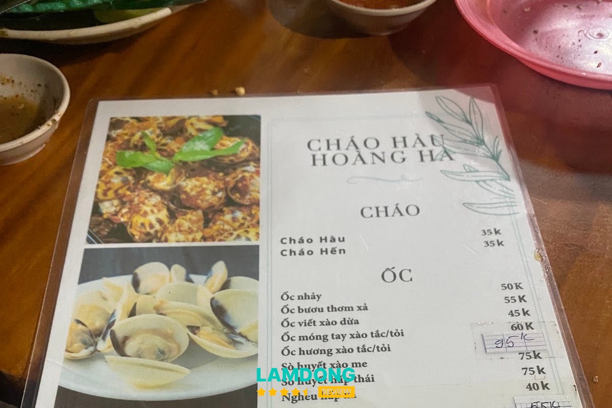 Hình ảnh menu Cháo Hàu Hoàng Hà
