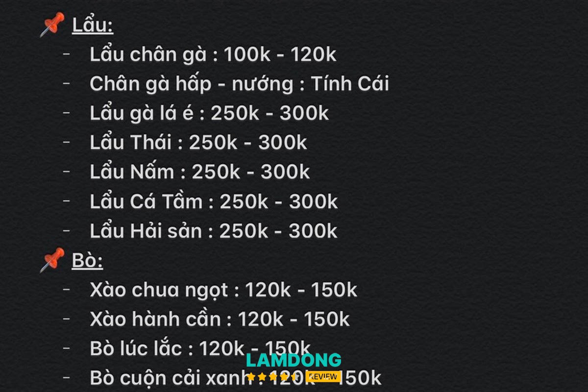 Hình ảnh menu Ốc Út Như Đà Lạt