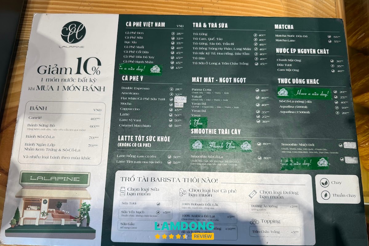 Hình ảnh menu tại La Lapine Bakery & Coffee